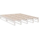  Knjižna postelja brez vzmetnice bela 135x190 cm trdna borovina | Shoptok.si