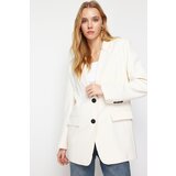 Trendyol Ecru Oversize Basic Woven Blazer Jacket | Shoptok.si