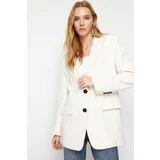Trendyol Ecru Oversize Basic Woven Blazer Jacket