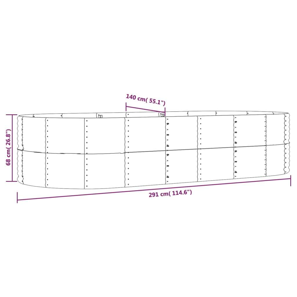 vidaXL Visoka greda srebrna 291x140x68 cm prašno premazano jeklo | Shoptok.si