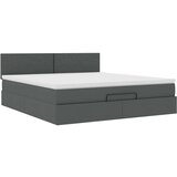 vidaXL Otomanski posteljni okvir z vzmetnico siv 160x200 cm blago | Shoptok.si