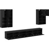  Set zidnog ormarića za TV 7 pcs Crni hrast Konstruirano drvo | shoptok.hr