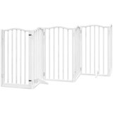 vidaXL Ograda za pse z vrati zložljiva 15 panelov bela 750 cm les | Shoptok.si