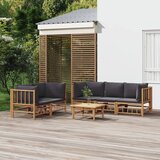The Living Store Vrtna sedežna garnitura 6-delna temno sive blazine bambus - Vrtna Sedežna Garnitura, (21463197) | Shoptok.si