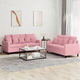 vidaXL 2-dijelni set sofa s jastucima ružičasti baršunasti Cijene
