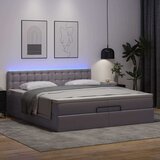 vidaXL Otomanski posteljni okvir z vzmetnico siv 200x200 cm um. usnje, (21607330) | Shoptok.si
