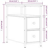  Noćni ormarići 2 kom boja hrasta 30x60x60 cm konstruirano drvo | shoptok.hr