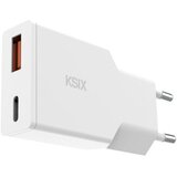 Ksix GaN ultratanki 20W zidni punjač, PD + PPS, USB-C + USB-A, bijeli | shoptok.hr