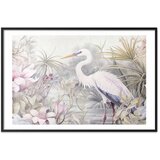  Plakat - Heron Wading in a Pond - illustration in light colors 90x60 Crni okvir s margom | shoptok.hr
