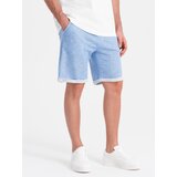 Ombre Men's LOOSE FIT melange fabric shorts - light blue | Shoptok.si