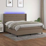  Krevet box spring s madracem LED smeđesivi 160x200 cm tkanina Cijene