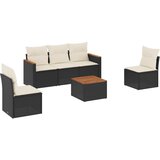  6-dijelni set vrtnih sofa s jastucima crni od poliratana | shoptok.hr