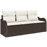 vidaXL 3-dijelni vrtni kauč s jastučićima smeđa poli ratan, 2-sjedina vrtna sofa s pohranom i jastučićima smeđa poli ratan Cijene