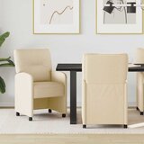 vidaXL Jedilni stoli s kolesi 2 pcs krema 57 x 67 x 95 cm blago | Shoptok.si