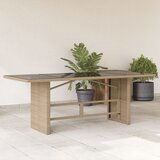  The Living Store Vrtna miza s stekleno površino bež 190x80x75 cm poli ratan - Vrtna Miza, (21456983) | Shoptok.si