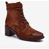 Boto Women's Low Heel Lace-Up Ankle Boots Brown Serellia | Eponuda.ba