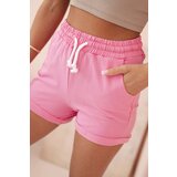 Kesi Women's cotton shorts with elastic and tie at the waist pink | Shoptok.si