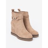 Shelvt Beige wedge boots with a decorative buckle | Shoptok.si