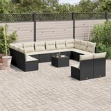  13-dijelni set vrtnih sofa s jastucima poliratan crni | shoptok.hr