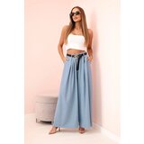 Kesi Włoski Pants with a belt and wide legs light denim | shoptok.hr