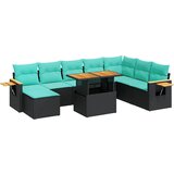 10-dijelni set vrtnih sofa s jastucima crni poliratana bagrem | shoptok.hr