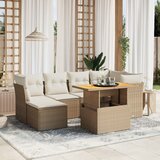 Maison Chic Seti vrtnega pohištva - Vrtna garnitura - Vrtni pohištvo set 7-delna z blazinami bež poli ratan, (21808457) | Shoptok.si