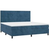  Box spring postelja z vzmetnico LED temno modra 200x200cm žamet | Shoptok.si