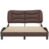 Posteljni okvir z LED lučkami rjav 120x200 cm umetno usnje | Shoptok.si