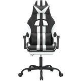  Gaming stol z oporo za noge črno in belo umetno usnje, (21378257) | Shoptok.si