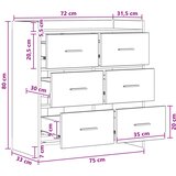  Kreveta Siva Sonoma 75 x 33 x 80 cm Konstruirano drvo | shoptok.hr