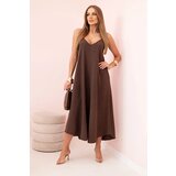 Kesi Włoski Muslin dress with straps brown Cene