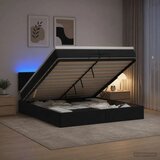  Krevet od pjene s madracem i LED-om Crna 200 x 200 cm Baršun - Crna 200 x 200 cm Prošiveno gumbima | shoptok.hr