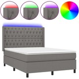  Box spring postelja z vzmetnico LED temno siva 140x190 cm blago, (20723865) | Shoptok.si