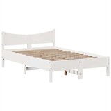 vidaXL Posteljni okvir brez vzmetnice bel 135x190 cm trdna borovina | Shoptok.si