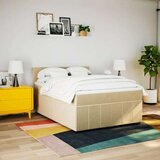 vidaXL Box spring postelja z vzmetnico krem 160x200 cm blago, (21321342) | Shoptok.si