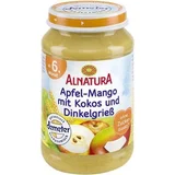 bio otroška hrana - jabolka in mango s kokosom in pirinim zdrobom