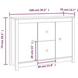  Komoda bijela 100 x 35 x 74 cm od masivne borovine | Eponuda.com