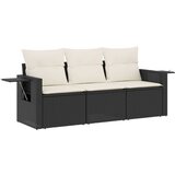  The Living Store Vrtna sedežna garnitura 3-delna z blazinami črn poli ratan - Vrtna Sedežna Garniture, (21446853) | Shoptok.si