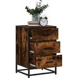 vidaXL Nočna omarica dimljeni hrast 40x34,5x60 cm inž. les in kovina | Shoptok.si