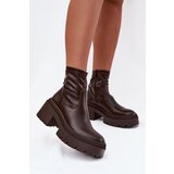 Boto Women's Boots On Thick Heel And Platform Eco Leather Brown Elvianne | shoptok.hr