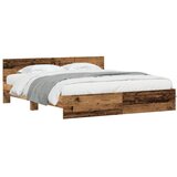  posteljni okvir z vzglavjem, inženirski les, starolesna, 185×203×70 cm | Shoptok.si