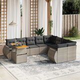  10-dijelni set vrtnih sofa od poliratana s jastucima sivi | shoptok.hr
