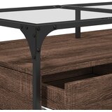  Stolić sa staklenom površinom boja hrasta 98,5x50x45 cm čelik | shoptok.hr