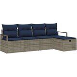  Kavčna garnitura 5 pcs Siva in mornarsko modra poli ratan, (5000138009) | Shoptok.si