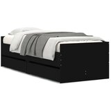vidaXL Posteljni okvir s predali črn 90x190 cm | Shoptok.si