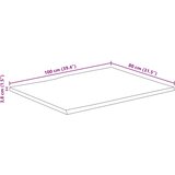 Stolna ploča 100x80x3,8cm od masivnog drva manga sa živim rubom | shoptok.hr