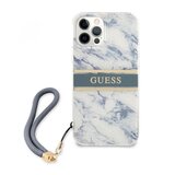 Guess GUHCP12MKMABBL za iPhone 12 / 12 Pro - sivo moder marmor shock silikonski ovitek s sivo modro zapestnico Cene