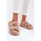 Boto Womens Fur Slippers On Platform Khaki Talfedi | Shoptok.si