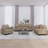  3-dijelni set sofa s jastucima boja cappuccina od umjetne kože | shoptok.hr