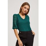 Marisse Emerald Lace Blouse With Puffed Sleeves | Shoptok.si